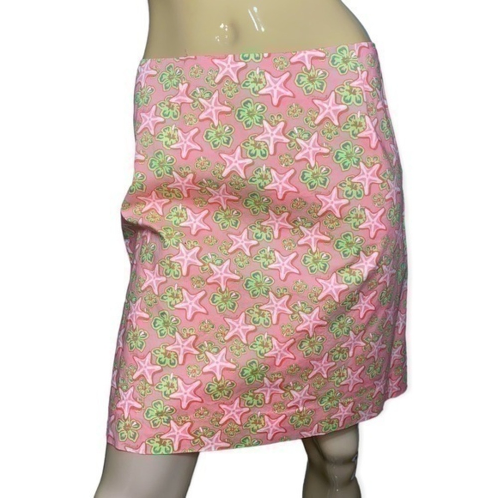Vineyard Vines Women’s Size 4 Pink Green Starfish Hibiscus Flowers Printed Skirt